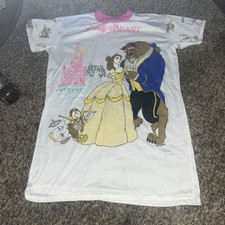 Vintage Y2K Walt Disney Beauty  The Beast Girls Pajama Nightgown Shirt Size 10