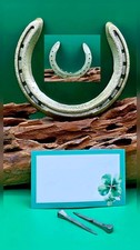 Piękne złote lakierowane aluminiowe sportowe podkowy + 2 gwoździe podkowe ☘️ Szczęście ☘️