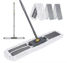 36" Commercial Dust Mops for Floor Cleaning with 3 Pads, 62''Long Handle