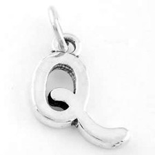 Sterling Silver Fancy Initial Letter Q Charm or Pendant