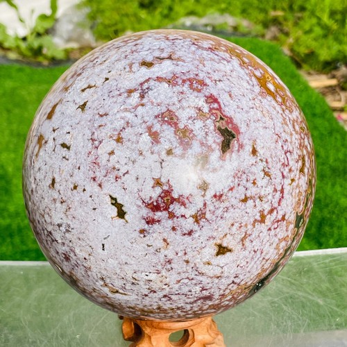 8,36 libbre Grande Modello Naturale Squisito Sfera Diaspro Oceano Cristallo Sfera Geode - Foto 13 di 19