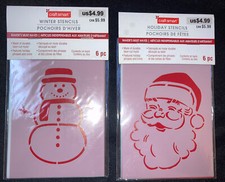 2 CraftSmart Winter Stencil 6pc Packs Snowman, Santa 