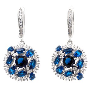 NEW-DESIGN-6MM-AAA-BLUE-CZ-WHITE-CZ-STERLING-SILVER-925-EARRING