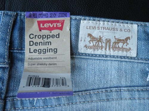 LEVIS CROPPED DENIM LEGGINGS Size 10R GIRLS Blue BLEACHED Out NEW w TAGS - Picture 9 of 12