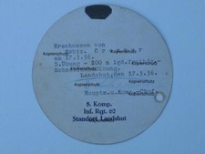 WM Bayrisches Infanterie Regiment 62 Landshut Zielscheibe 1936 200M Signatur