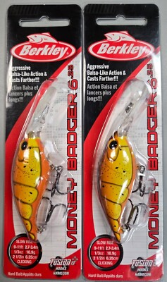 2-Berkley Money Badger Crankbait Clickin SZ 6.25, 2-1/2'', 1/3 oz SPRING CRAW