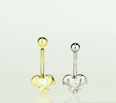 Bauchnabelpiercing 14 Karat massiv Gold gelb oder weiß Herz Kugel Körperschmuck