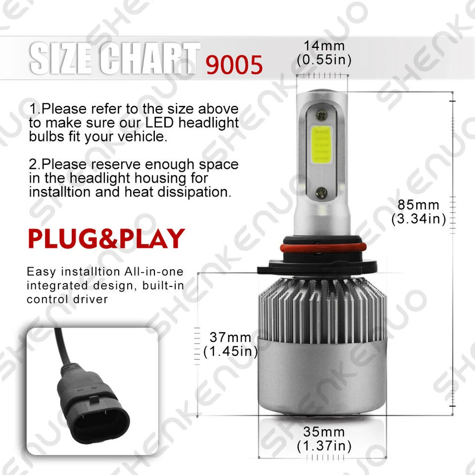 For Buick Century/Regal 1997-2005 White Combo LED Headlight + Fog lamp Blubs 6X - Image 4 of 4