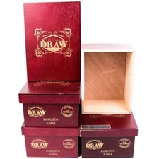 Lot of 5 Southern Draw Robusto Rose of Sharon Wooden Cigar Box 6" x 4.5" x 3"