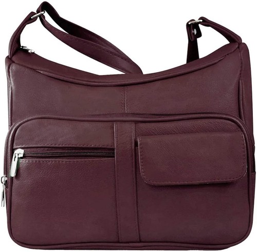 Medium Leather Handbag with Built-in Wallet - Stylish Ladies Organizer Bag - Picture 3 of 11