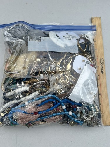 Huge 5lb Bag Lot of Unsorted Junk Costume Craft Jewelry