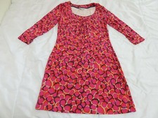 BODEN PRETTY PINK & ORANGE BELT LOOP PRINT SOFT STRETCH JERSEY SHORT DRESS UK 10