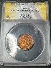 1864 CN Indian Head Cent Penny ANACS AU58 — photo 1