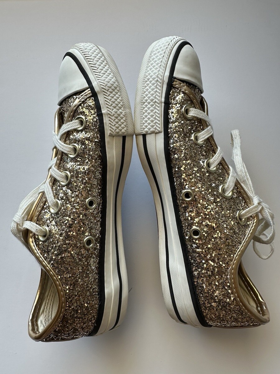 Converse All Star Chuck Taylor Low Top Gold Glitter Shoes