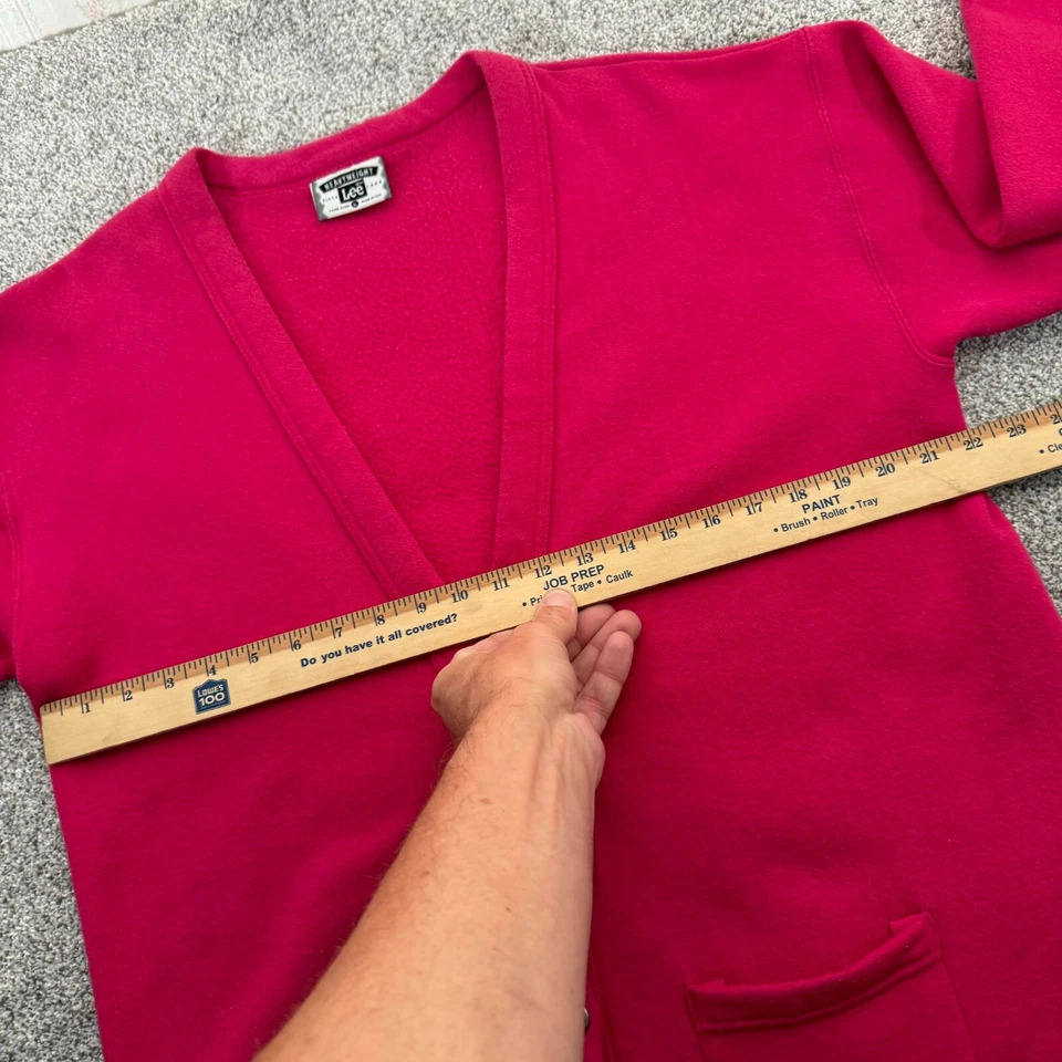 Lee Cardigan Sudadera Mujer L Peso Pesado Barbiecore Rosa Caliente De Colección Años 80 90 Foto 4 de 4