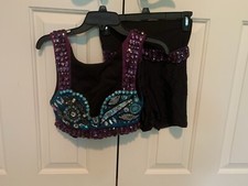 women's black/purple/blue rhinestoned dance costume jazz