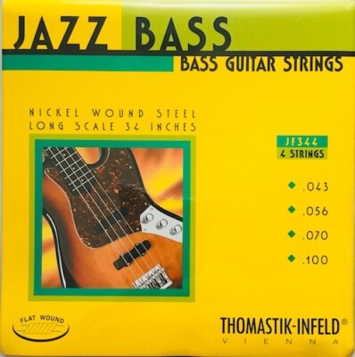 Thomastik Infeld JF344 Nickel Flat Wound Jazz Bass Guitar Strings; gauges 43-100