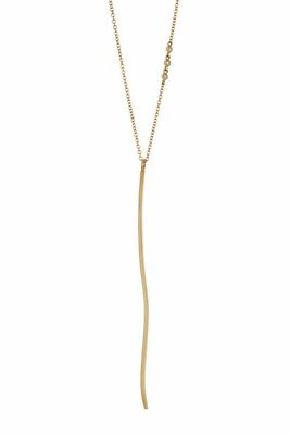 $1050 Paige Novick 18K Gold gepflasterter Diamant gebogener Stab Anhänger Halskette - 0,03 ctw