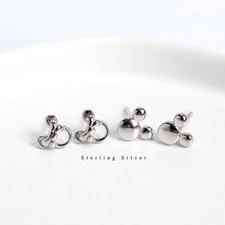 Solid 925 Sterling Silver 5mm Tiny Mickey Minnie Mouse Stud Earrings Gift PE25