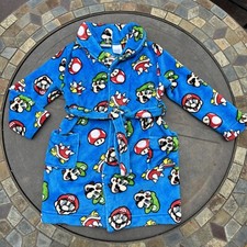 SUPER MARIO BROS Blue Character BOYS SIZE 6/7 Belted Plush ROBE Nintendo