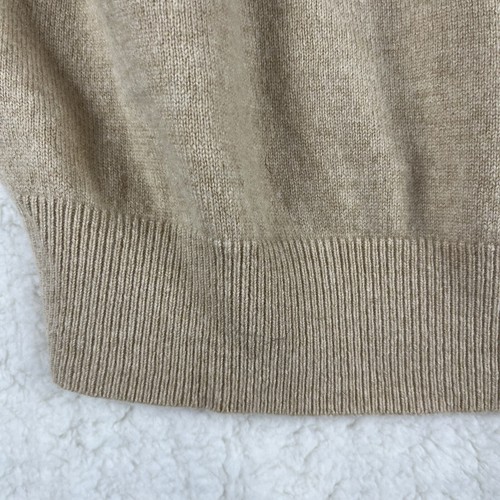 Lands End Mens Large Beige Camel VNECK Cashmere Sweater Jumper Pullover Preppy - Picture 2 of 20