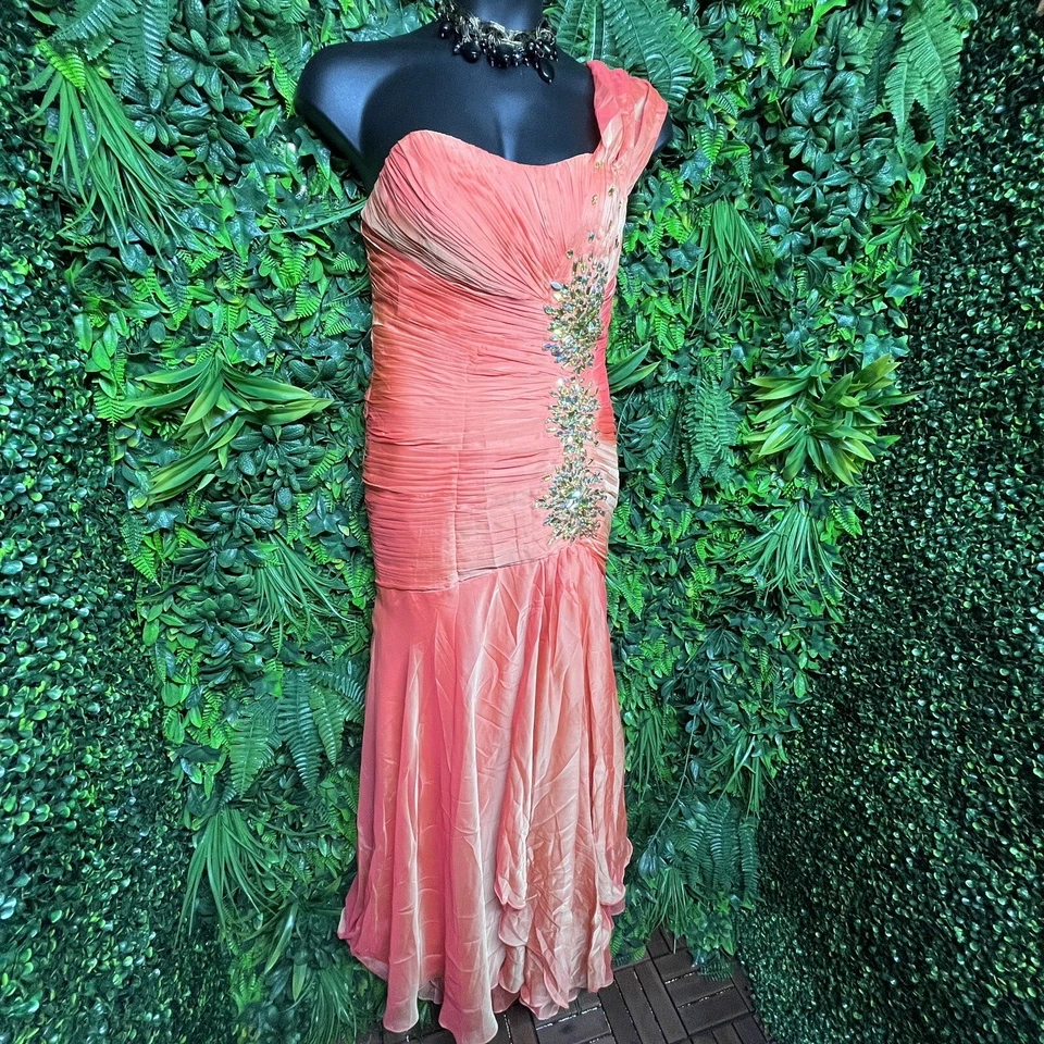 Vestido MAY QUEEN Mujer 12 Naranja Formal Sirena Dobladillo en Capas Plisado Apedreado 1650 Foto 3 de 4