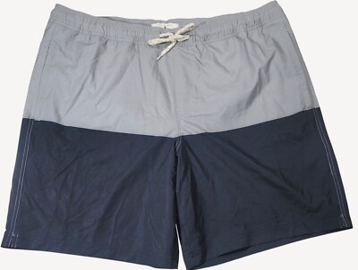 Trinity Coast Mens Gray & Navy Drawstring Two-Tone Swim Shorts 2XLT NWT