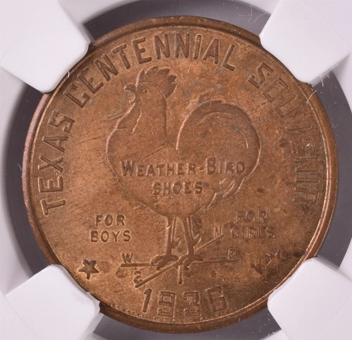 1936 Texas Centennial Expo / Weather Bird Shoes - NGC MS63 - Brass 