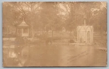 Ironton Missouri~TR Goulding Park on Castle Grounds~Fish Pond Gazebos~1908 RPPC