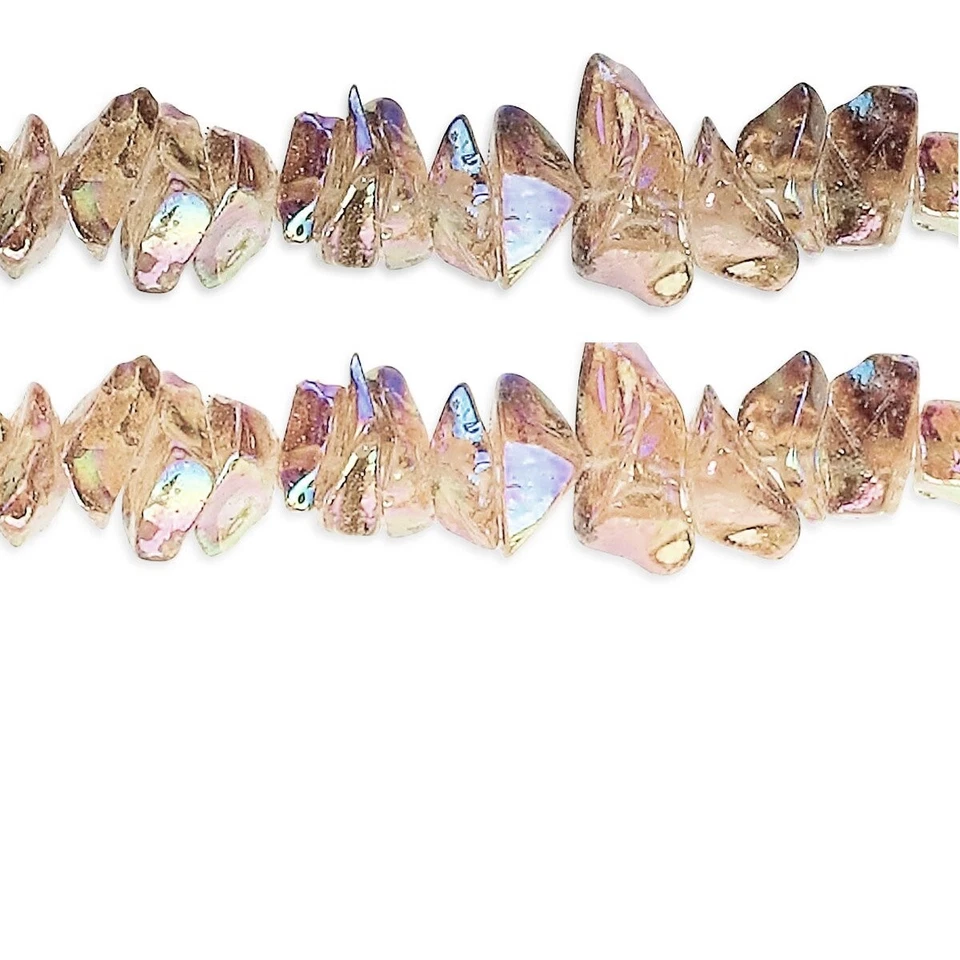 Bead, Glass, Aurora Borealis Light Root Beer 4-9mm Glass Chip Beads 34" Strand - Image 3 of 4