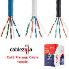 1000ft Cat6 PLENUM Cable CMP Ethernet Network CCA UTP 23AWG 550Mhz Solid Wire