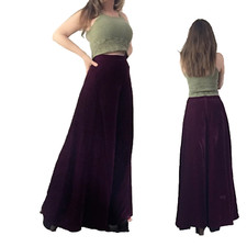 Sale  XS S Vtg 60s 70s Mod PURPLE VELVET High Waist Palazzo Bellbottoms Pants