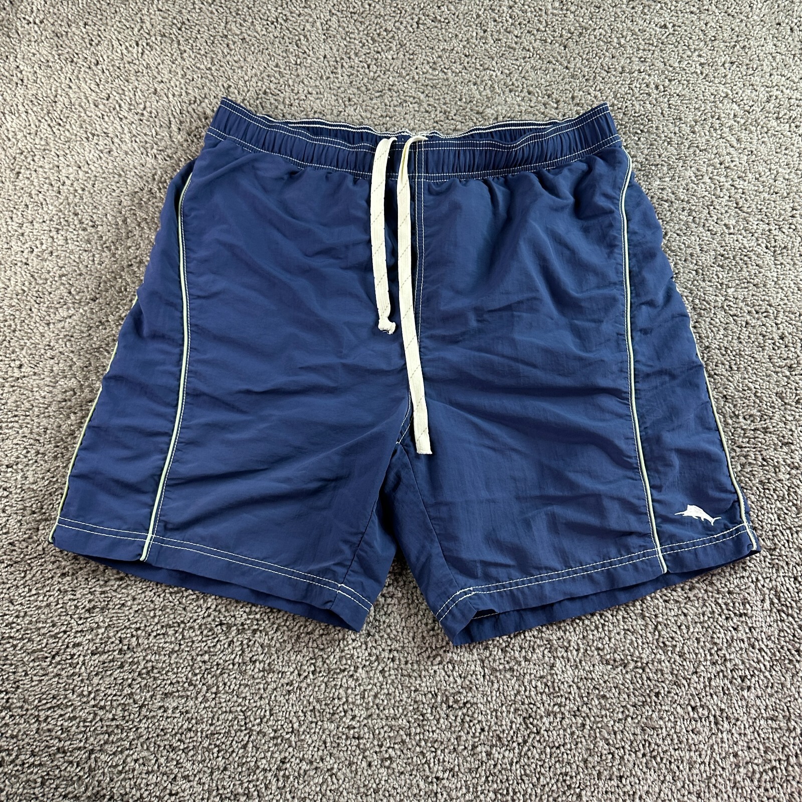 Tommy Bahama Swim Trunks Mens Medium Blue White Marlin Lined