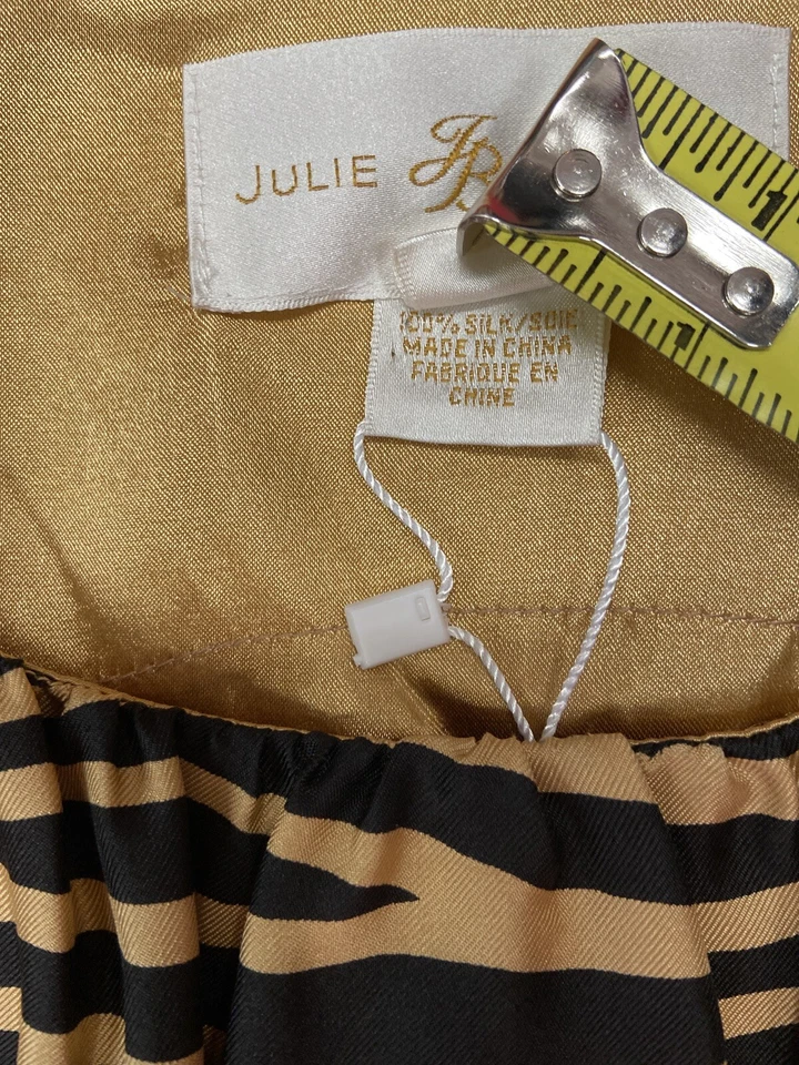 Vestido SILK Julie Marrón Estampado Animal Negro Y Beige Estampado Seda Talla 10 Para Mujer Foto 4 de 4