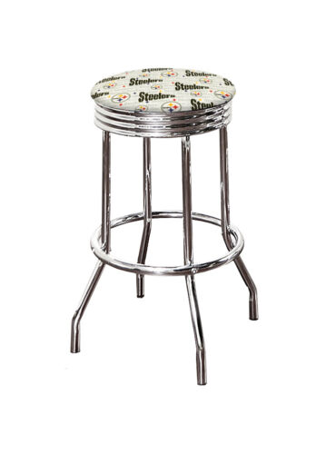 Bar Stool 31" Tall Backless Swivel Seat Cushion with NFL Team Logo Fabric - Picture 31 of 39