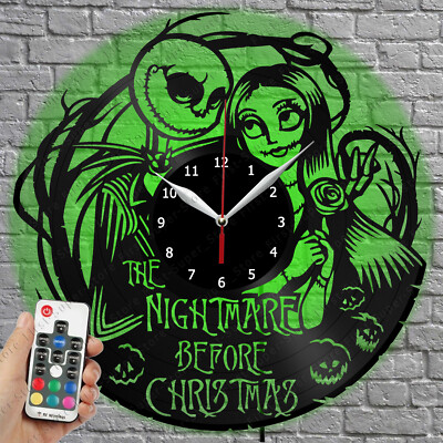 LED Clock Nightmare Before Christmas Vinyl Record Wall Clock Led LightClock 4023
