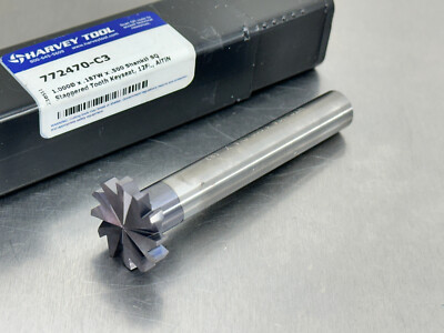 Harvey 3/16'' Carbide Keyseat Cutter 1'' Dia Staggered Tooth 12 Flute 772470-C3