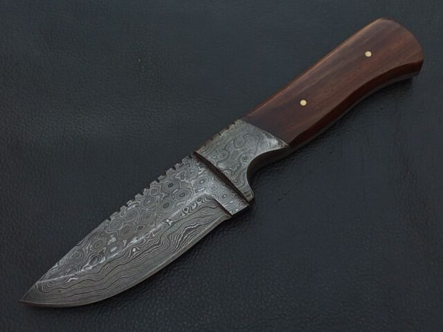 9" CUSTOM HAND MADE DAMASCUS STEEL SKINNER KNIFE ROSEWOOD HANDLE W/SHEATH G875