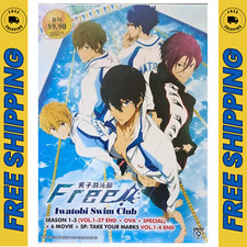 FREE Iwatobi Swim Club Season 1-3 1-37  6 Movies OVA Anime DVD English Dub