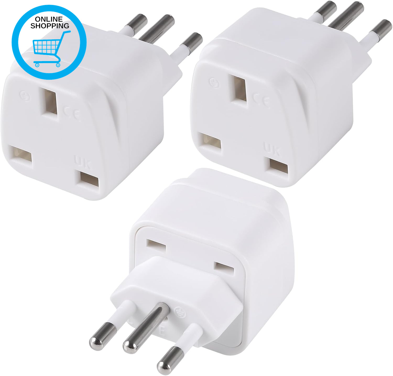 3-Pack UK to BRAZIL Plug Adapters Brazil Power Converter Grounded Universal Trav
