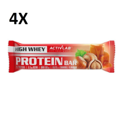 4x ACTIVLAB HIGH WHEY BAR HAZELNUT-CARAMEL PROTEIN BAR 80G (2.82 oz)