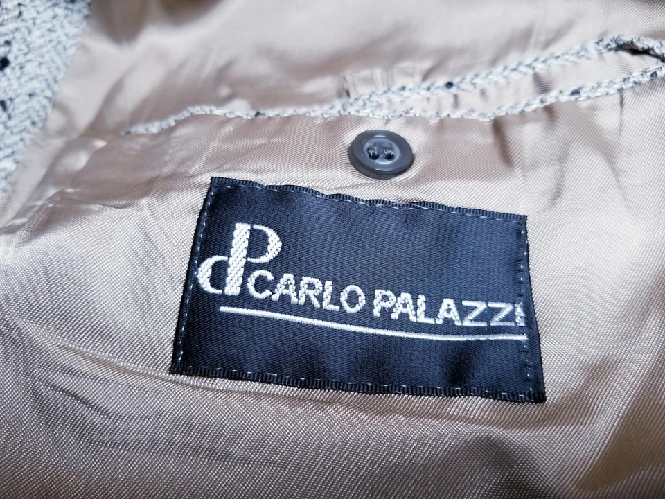 Blazer Abrigo Deportivo CHAQUETA 42R C. PALAZZI Francia Tostado Negro Blanco Tweed Donegal De Colección Foto 3 de 4