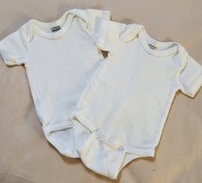 Lot 2 JC Penney Baby Bodysuit Size Newborn White 1-Piece S/S Snap Vintage