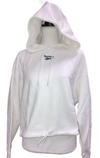 Reebok Small Logo White Crop Top Hoodie Womens S NWT