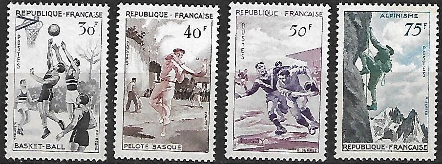 Lot de 4 timbres France neufs 1956 - Série sportive - Photo 1/1