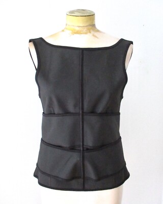 Rubber corset foundation body wrap black wide straps eyes & hooks One Size 