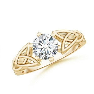 knot solitaire celtic moissanite 14k ring round yellow gold