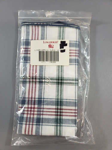 VINTAGE Set of 2 Longaberger Plaid Napkins 17" (236392) EXC. COND. IN PACKAGE