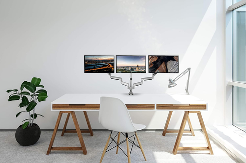 Supporto da scrivania universale per triplo monitor - Adatto a tre monitor 13-30" con girevole - Foto 2 di 6