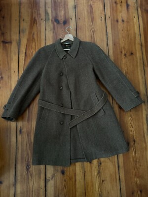 Redaelli Brown Herringbone Alpacca Wool Coat Size UK 38 EU 48 Vintage